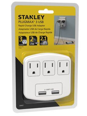 3 Outlet Power Extender With 2 USB Charger Port Wall Adapter Tap
